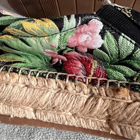 Anthropologie J/Slides Rosa Embroidered Tassel Platform Espadrille Flats Black - Picture 13 of 14
